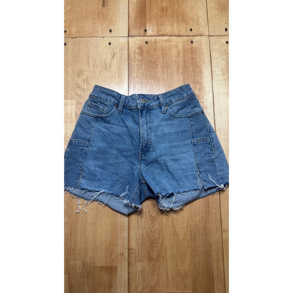 Old Navy OG Straight High Rise Jean Shorts Womens 10‎ Blue Denim Cutoff Raw Hem